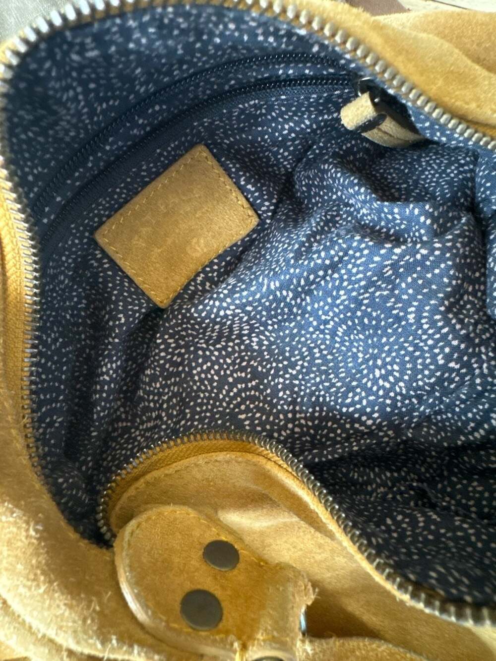 FatFace Dark Yellow Suede Cross Body Bag with Braided Strap - Picture 7 of 8
